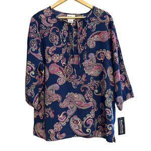 Bon Worth Women’s Paisley Print Top – Size Large – NWT
